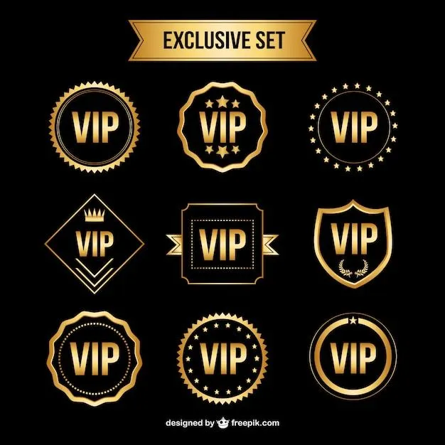 Vector set of Golden Vip Badges Vector | Free Download