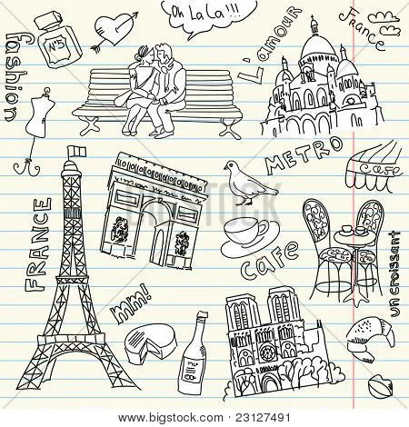 Vectores y fotos en stock de amor en París garabatos | Bigstock