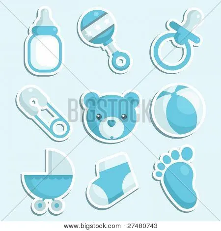 Vectores y fotos en stock de Baby Shower azul de los iconos | Bigstock