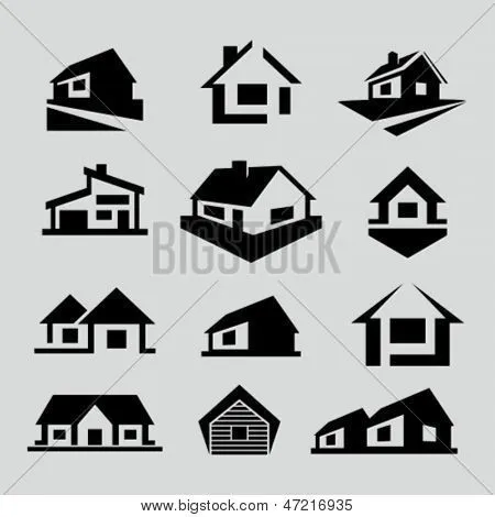 Vectores y fotos en stock de Iconos de silueta vector casa | Bigstock