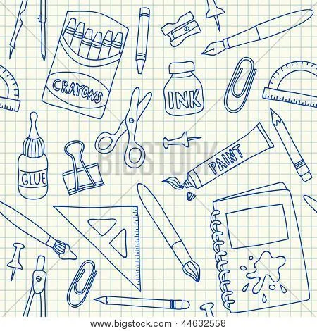 Vectores y fotos en stock de Útiles escolares de patrones sin ...