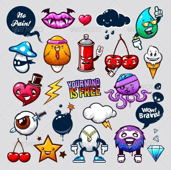 Vectors - Graffiti bizarre characters | GraphicRiver