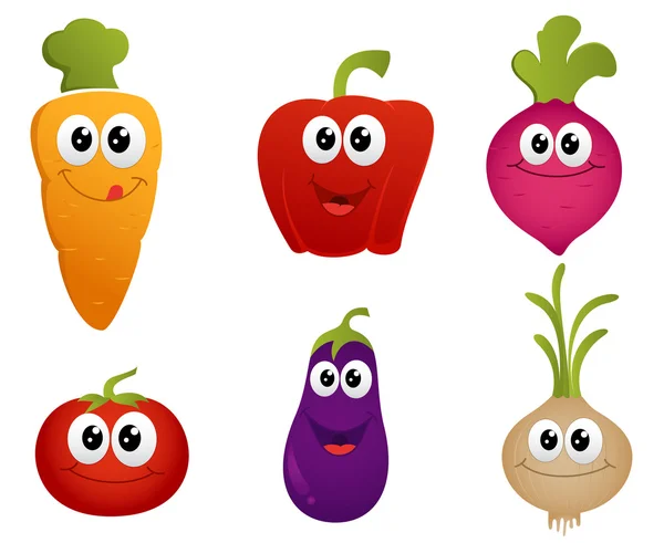 Vegetales de divertidos dibujos animados — Vector stock © bejotrus ...