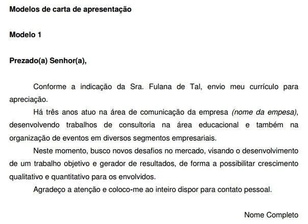 Veja como fazer uma carta de apresentação para vaga de emprego ...