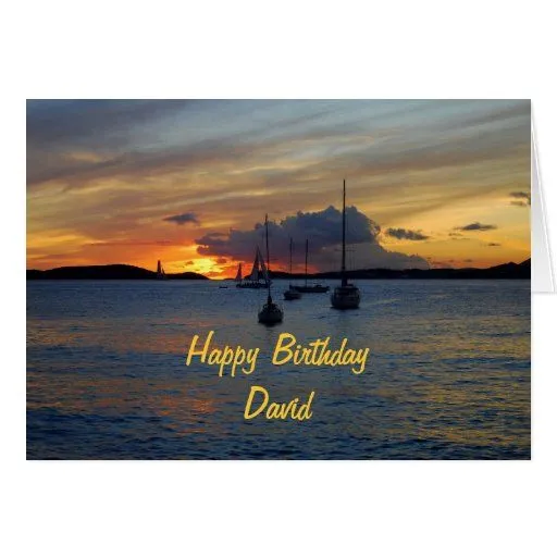 Veleros del feliz cumpleaños de David en la puesta Tarjetas de Zazzle.