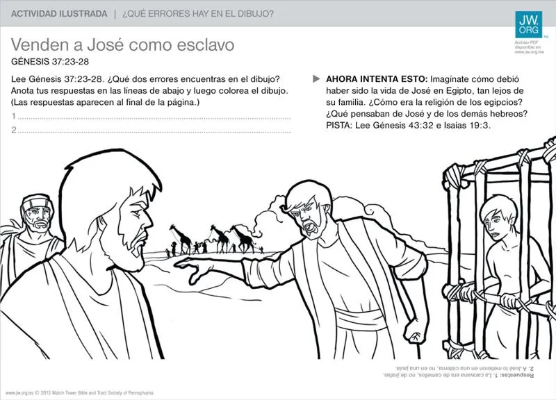 Venden a José como esclavo | Actividades ilustradas para la familia