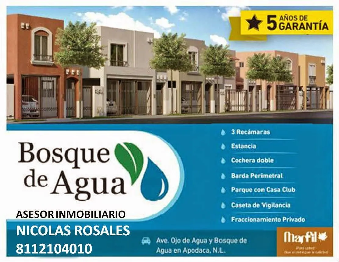 Venta de Viviendas Marfil Desarrollo Nuevo Leon: BOSQUE DE AGUA!!!