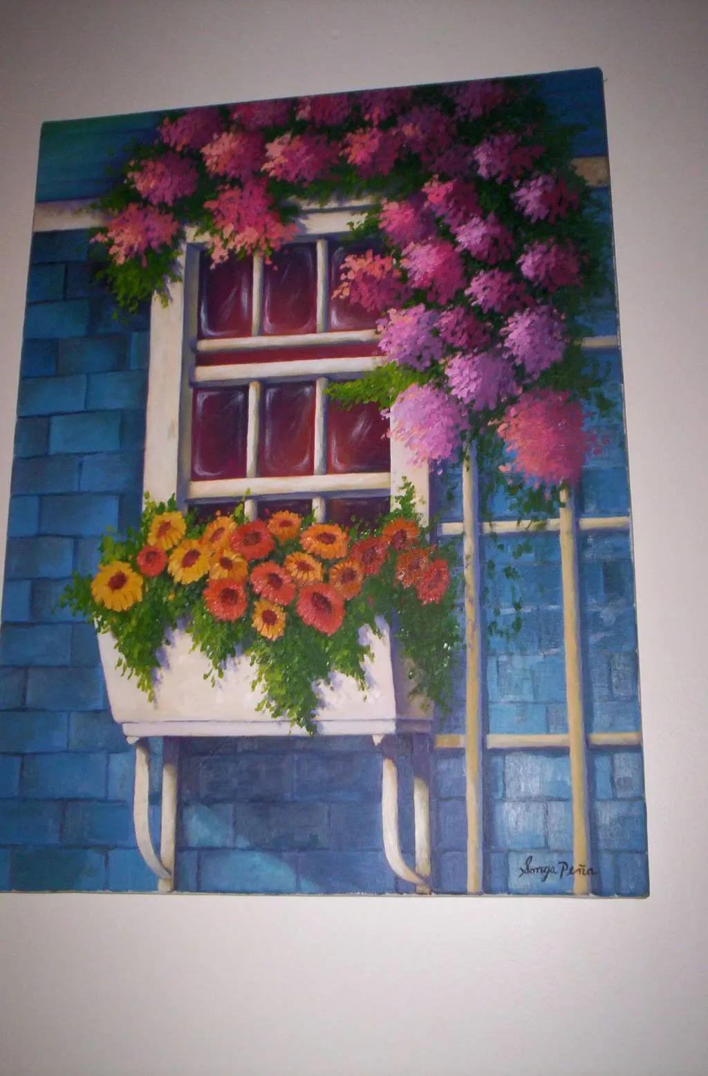 ventana con flores sonia pena - Artelista.