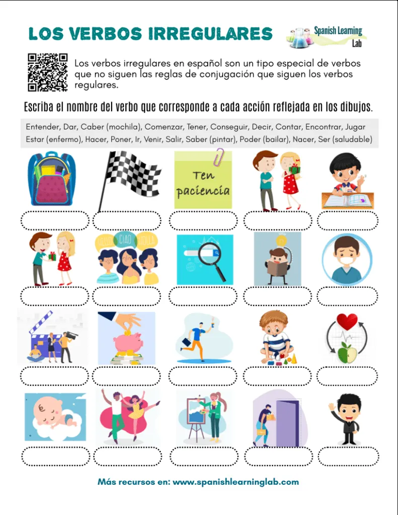 Los Verbos Irregulares en Español - Ejercicios en PDF - Spanish Learning Lab