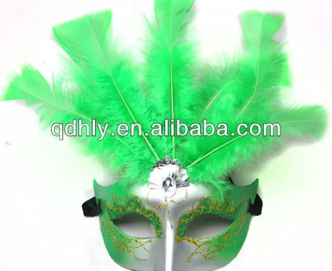 verde pluma de ganso máscara para el partido-Pluma-Identificación ...