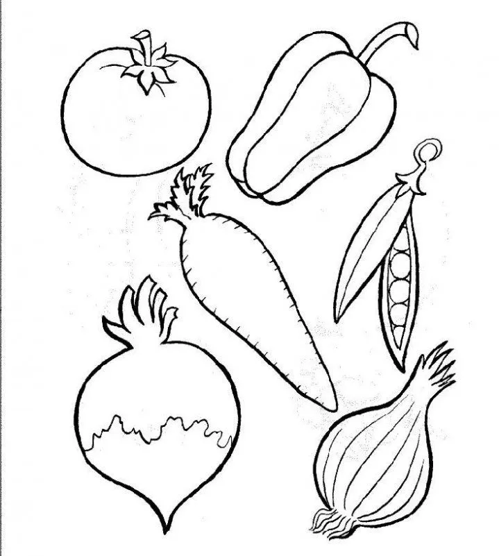 Dibujos para imprimir y colorear: Verduras para colorear