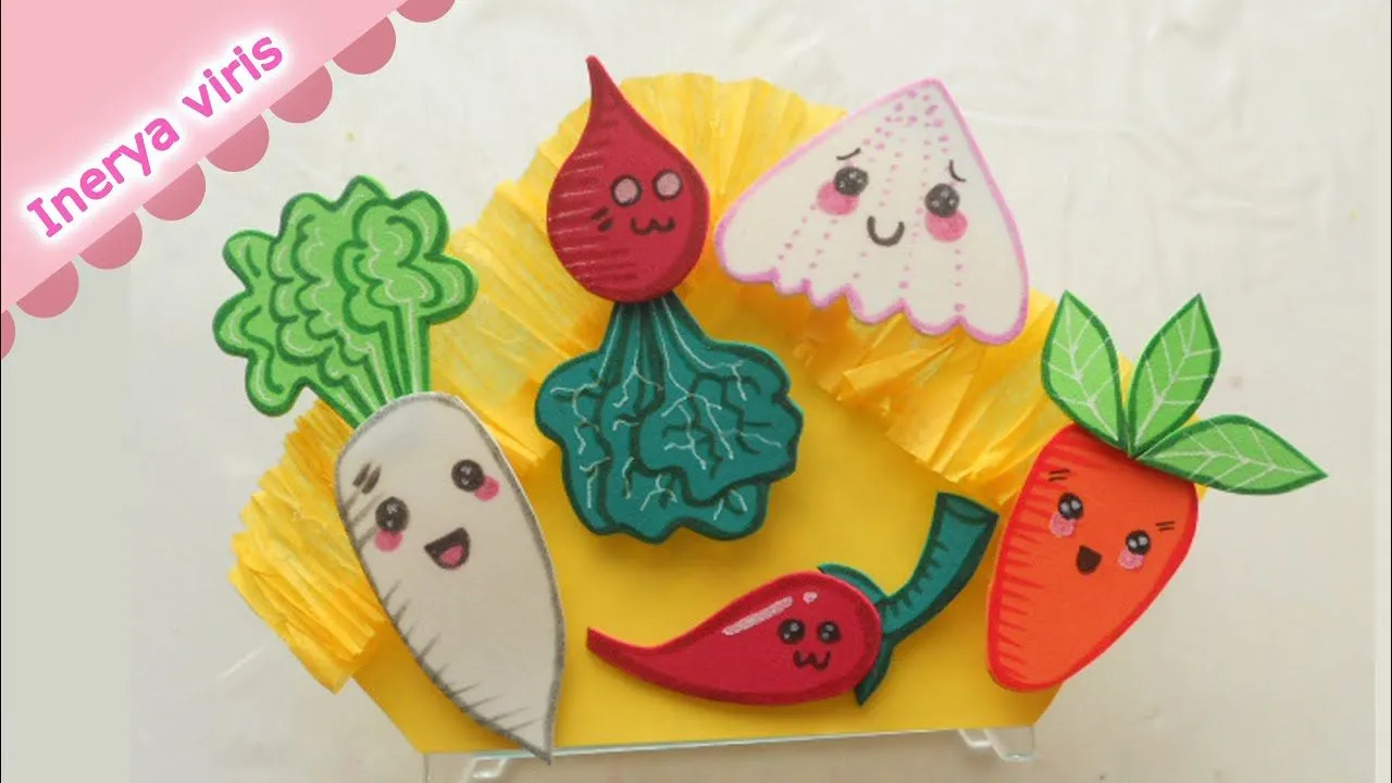 Como hacer Verduras KAWAII para decorar Servilleteros Fiesta Tutorial  Inerya viris - YouTube