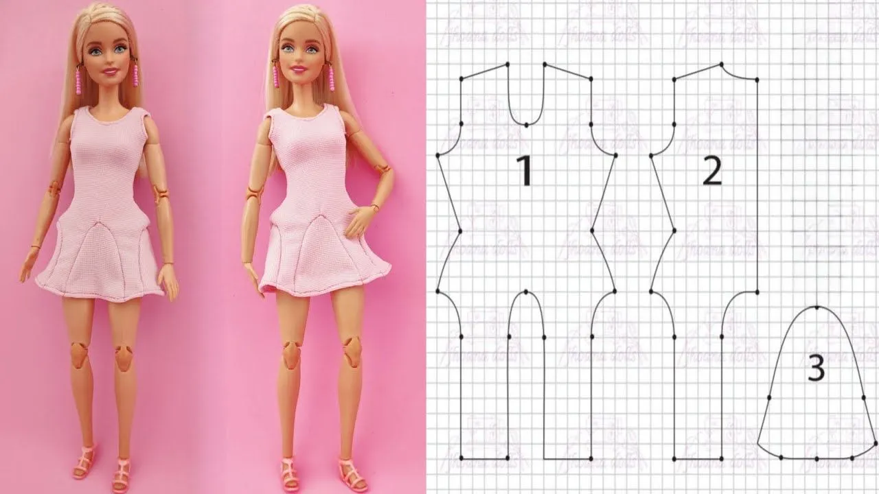 vestido para Barbie (patrones en la descripción) - YouTube