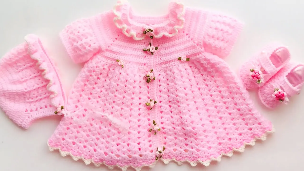 Vestido para bebe a crochet o ganchillo paso a paso - Tejido Facil - YouTube