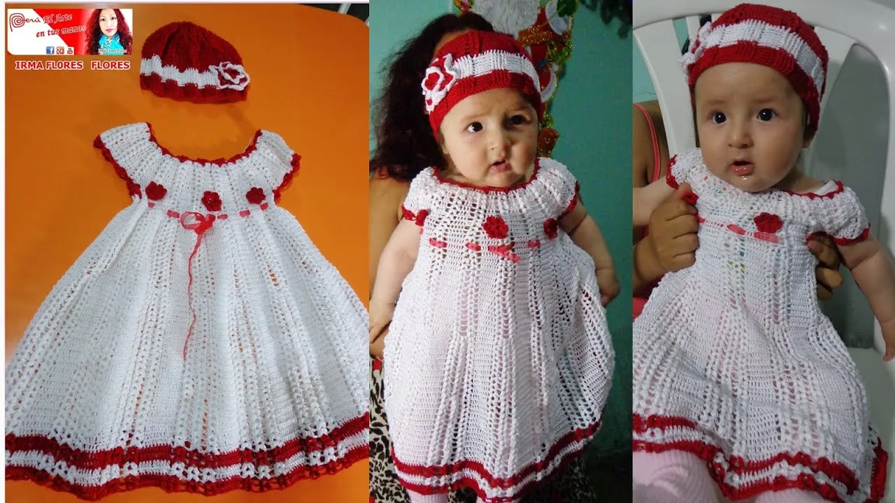 VESTIDO BLANCO PARA BEBE TEJIDO A CROHET PASO A PASO - YouTube