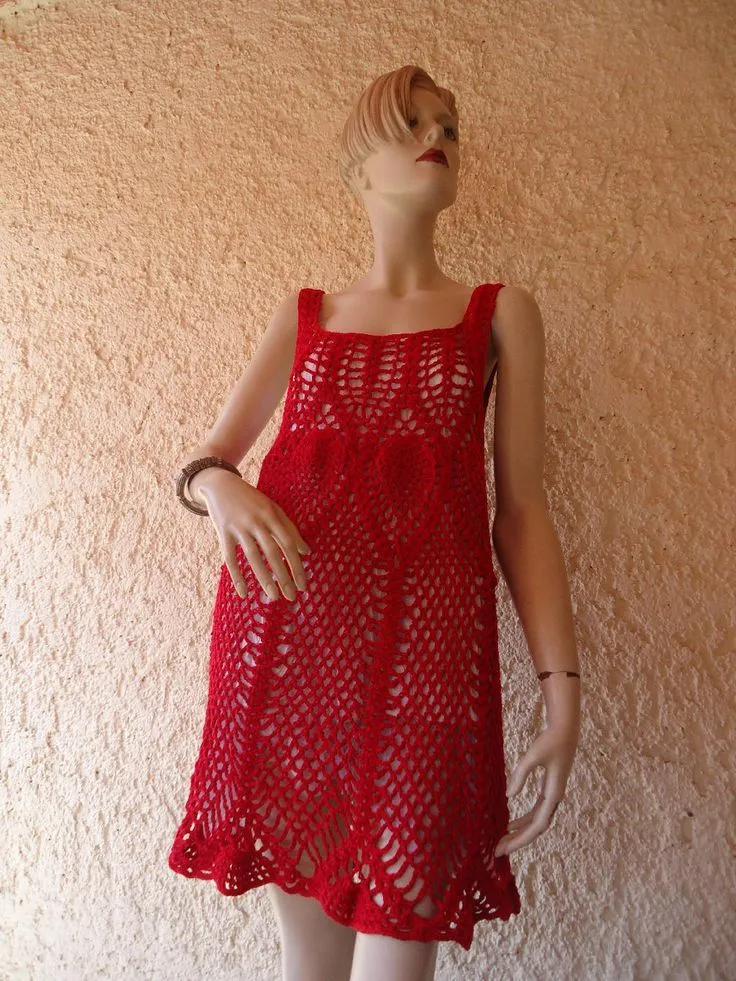 Vestido corto tejido a crochet. | PuntotejidoS Primavera - Verano | P…