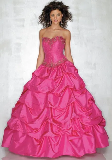 Vestido de fiesta de 15 años strapless de color rosado : Vestidos ...