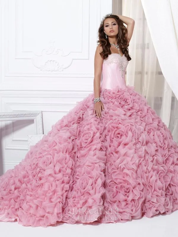 Vestido de Fiesta de 15 bien Largo de color Rosa | Vestidos y Más