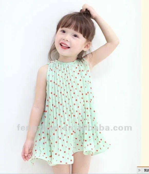 Vestido de la gasa del punto del verano para la niña-Vestido de ...