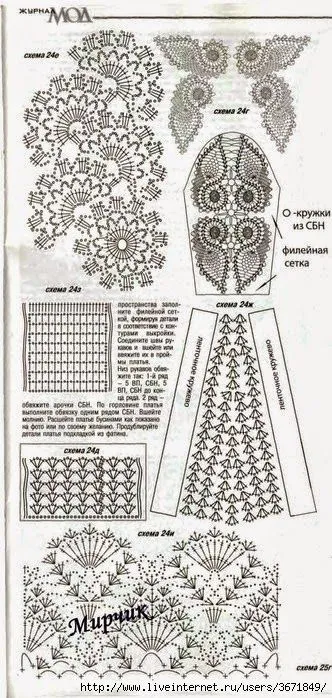 Vestido de novia tejido con ganchillo - con patrones y diagramas ...