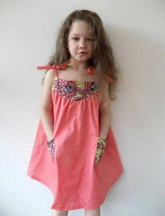 Vestido en rosa y lila para niñas de 4-6 años por leonandcoco