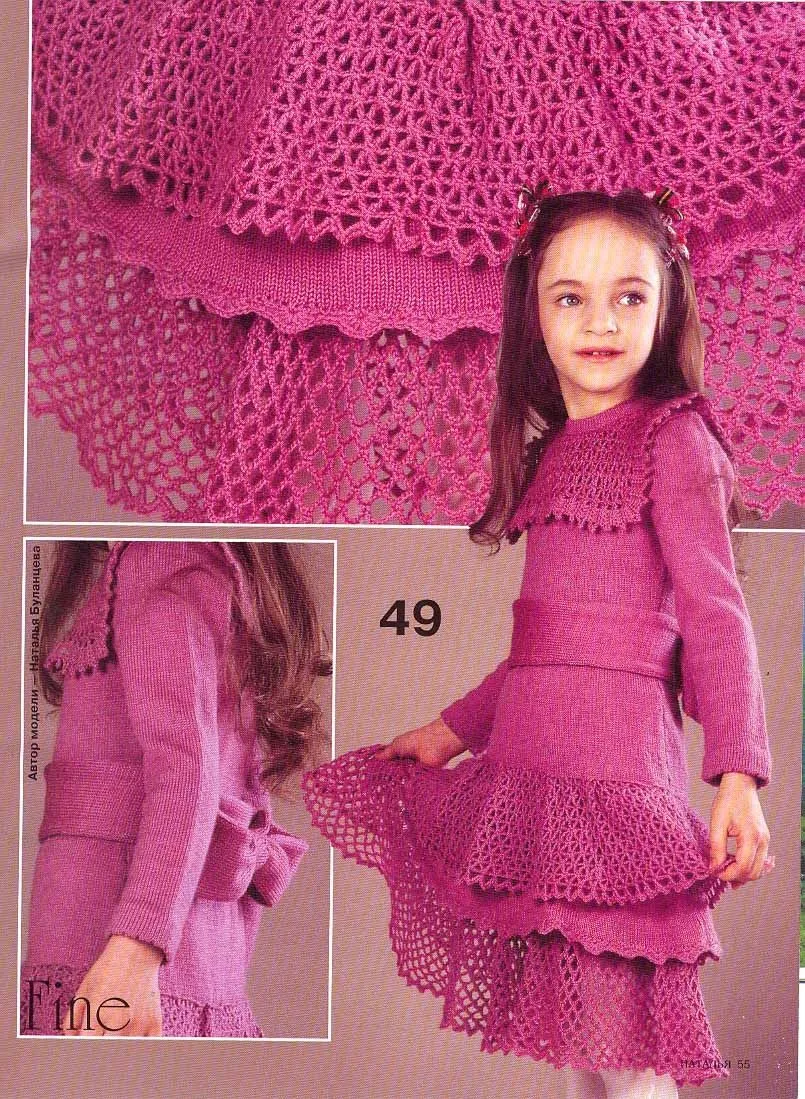 Vestido tejido dos agujas para niña - Imagui