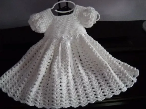 crochet bianco vestito dal bambino , battesimo dei neonati ...