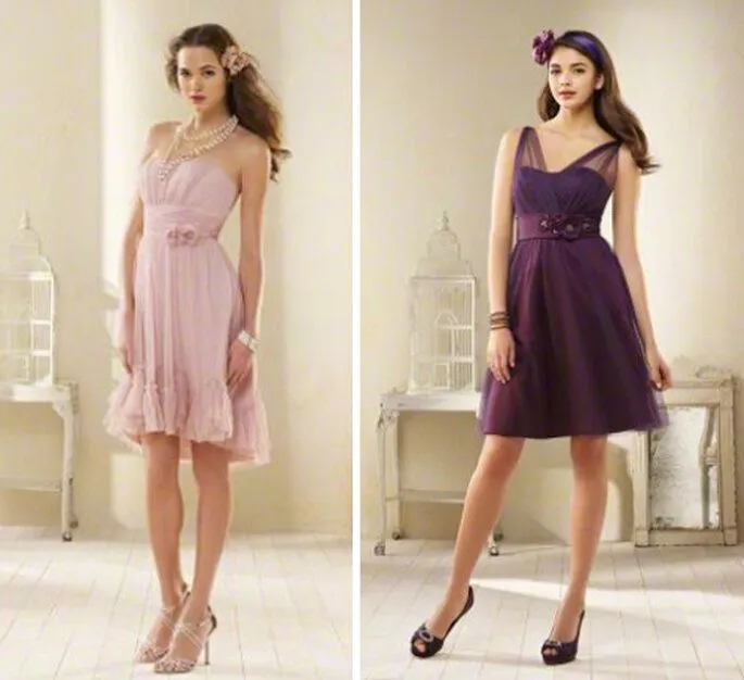 Vestidos de fiesta para damas de boda en morado y rosa, moda 2013