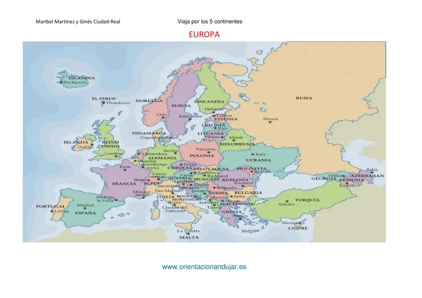 Viaja por los cinco continentes Los países y sus capitales ...