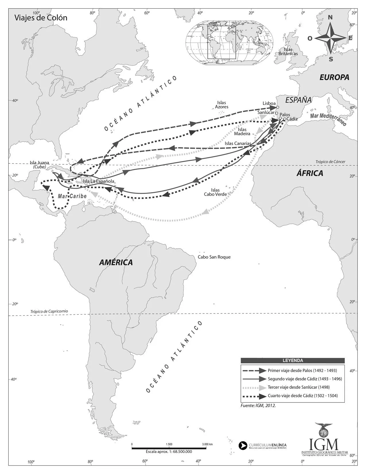 Viajes de Colón - Curriculum Nacional. MINEDUC. Chile.