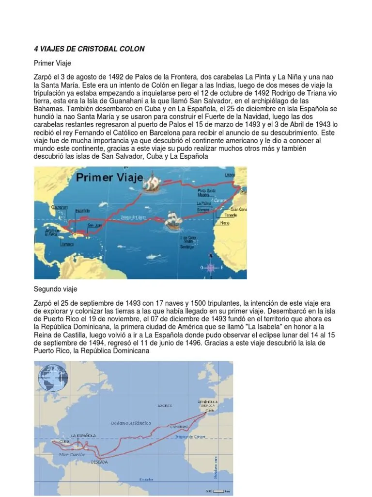 4 Viajes de Cristobal Colon | PDF | Cristobal colon | Exploración