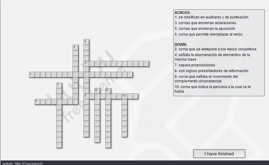 NUESTRAS VIDAS: Crucigrama sobre los signos ortográficos