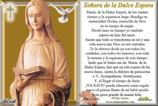 Vidas Santas: Estampita y Oración a la Virgen de la Dulce Espera ...