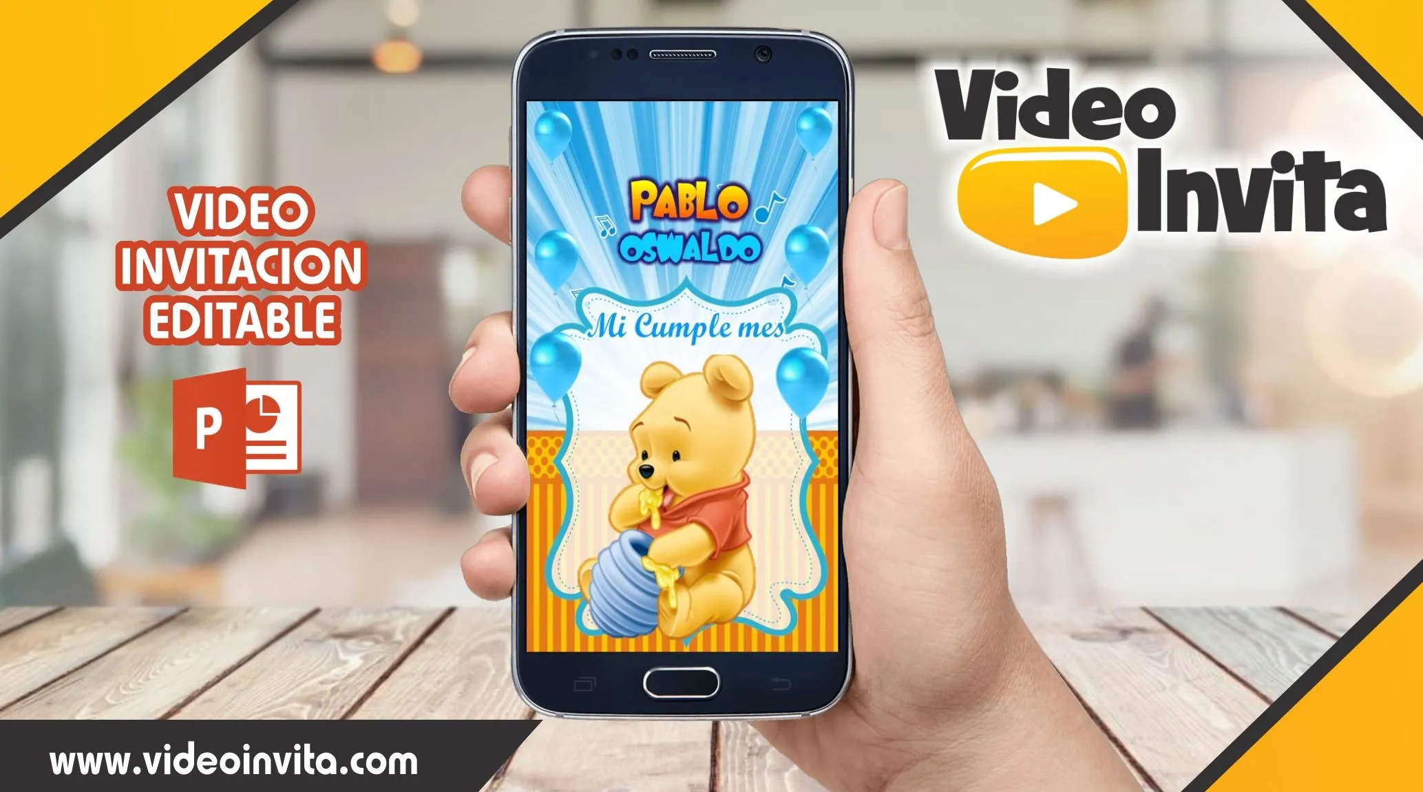 Video Invitación de Winnie Pooh Editable - Video Invita