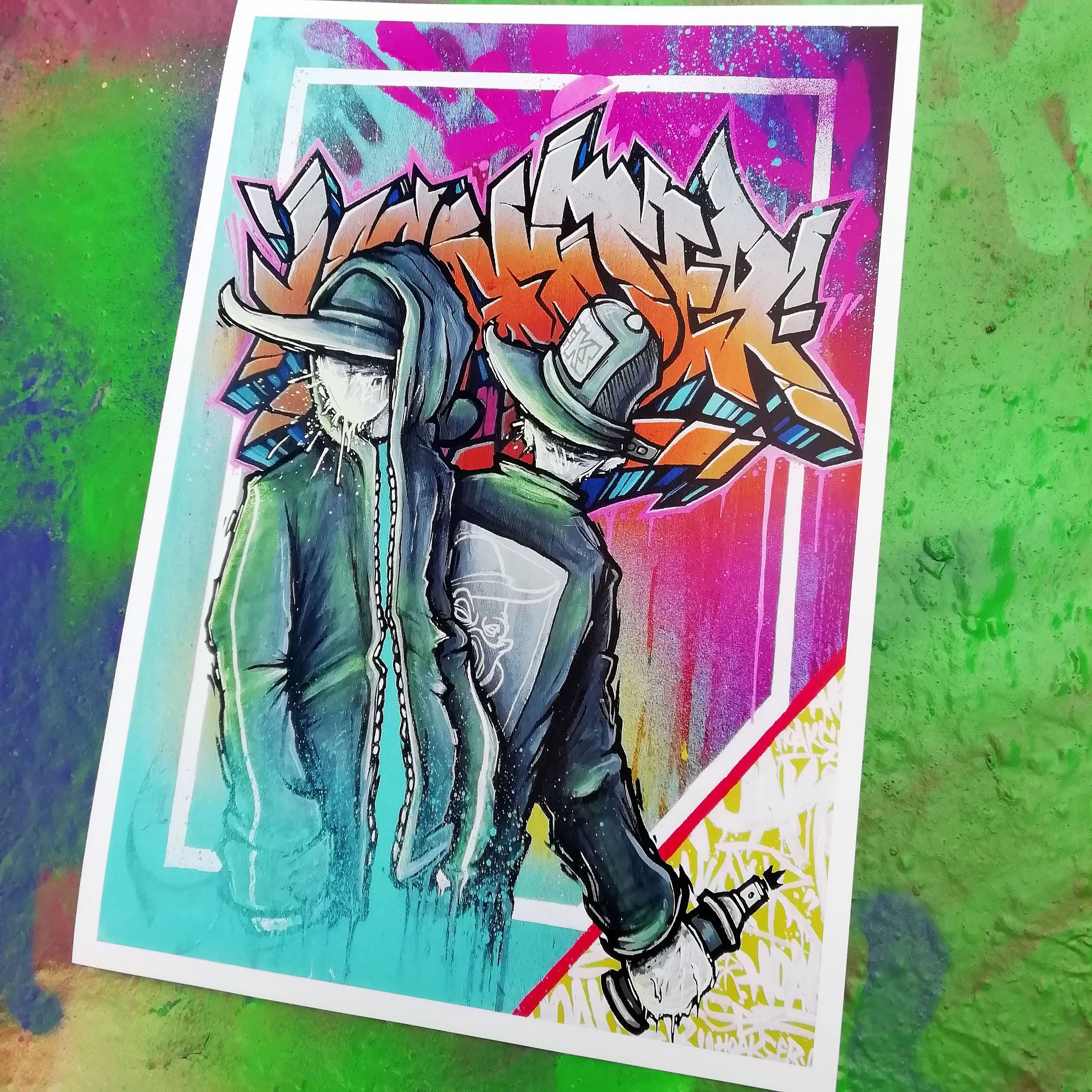 Vigilante graffiti A4 arte impresión lienzo cartel pintura - Etsy México