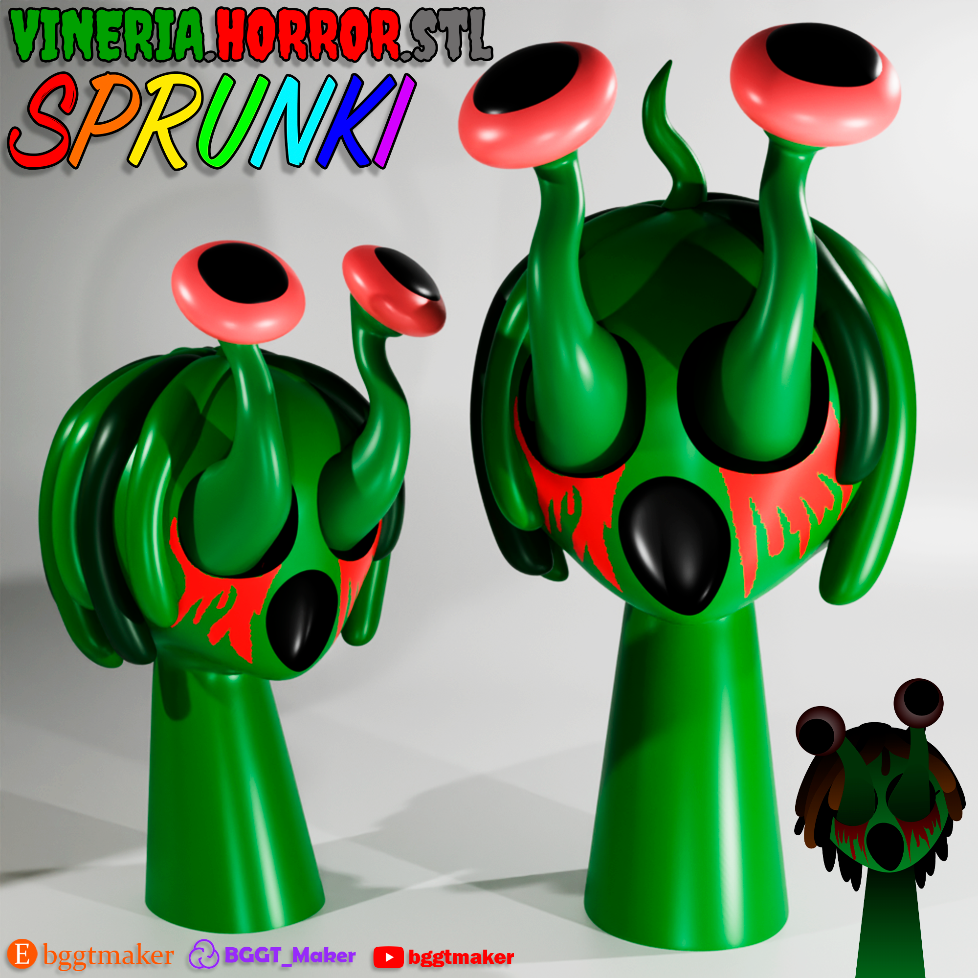 ???? VINERIA HORROR SPRUNKI INCREDIBOX | Green Sprunki 3D Model Fan Art・ STL File for 3D printing・Cults