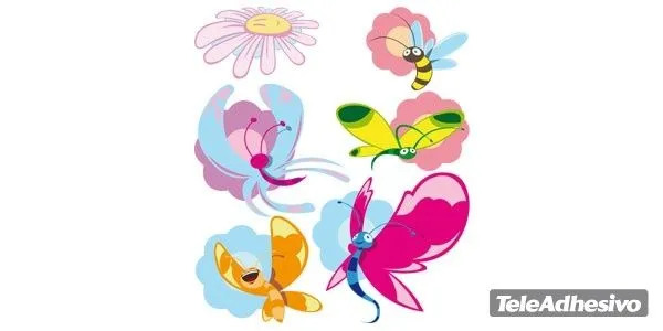 Vinilo infantil mariposas color cartoon