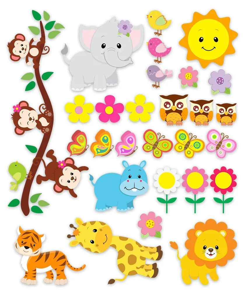 Vinilos Infantiles: Kit animales de la jungla 3 | Baby shower ...