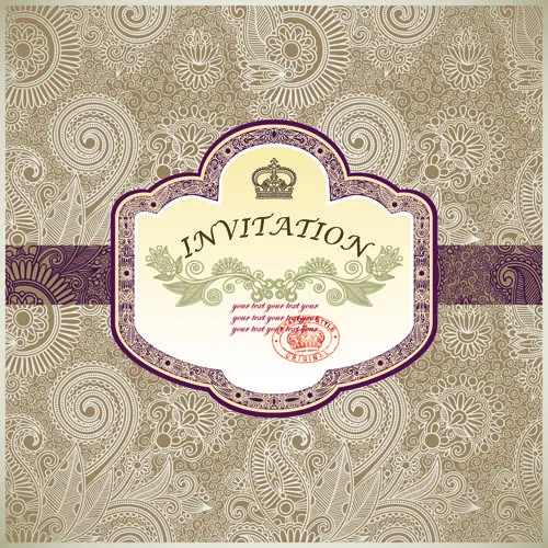 vintage Floral Invitations vector 03 - Vector Floral free download