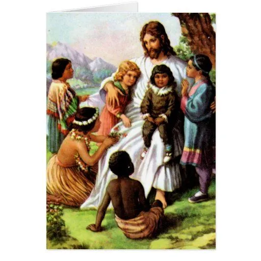 El vintage Jesús ama toda la tarjeta de los niños | Zazzle