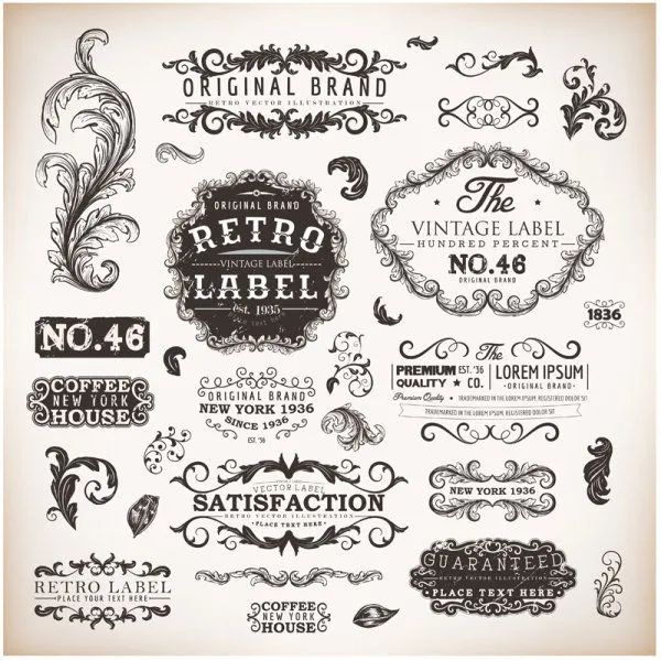 Vintage labels and Borders vector 02 - Vector Frames & Borders ...