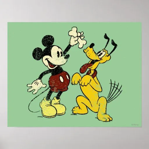 Vintage Mickey Mouse and Pluto Poster from Zazzle.