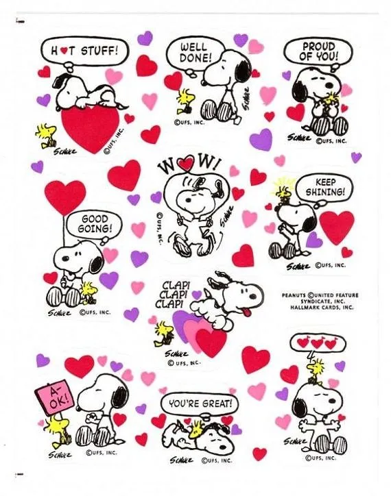 Vintage Snoopy Valentine Sticker Sheet by CollectorsWarehouse