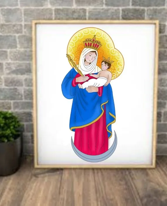 Virgen de Chiquinquirá/ descarga digital/ dibujo de la virgen - Etsy México