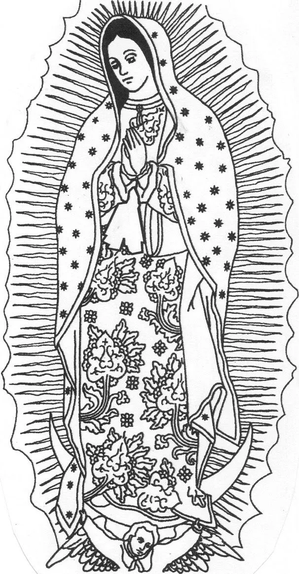 TARJETAS Y ORACIONES CATOLICAS: VIRGEN DE GUADALUPE (Blanco y Negro)