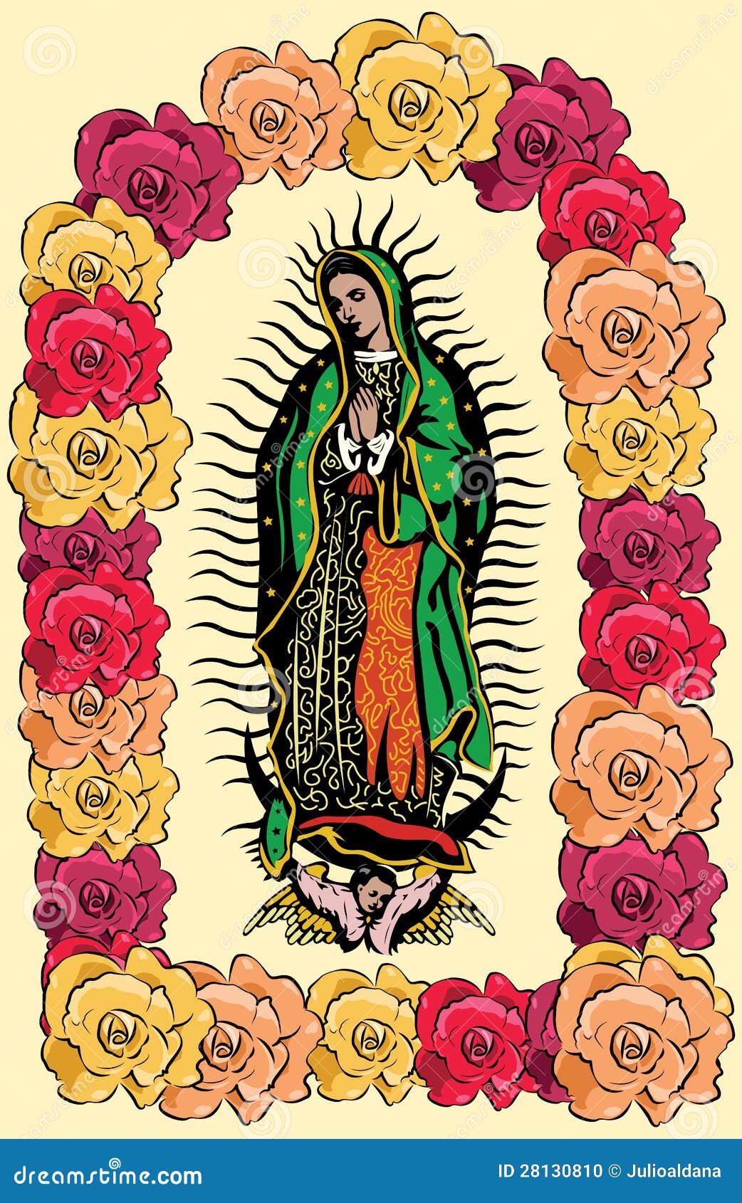 La Virgen De Guadalupe Y De Las Rosas - Vector Foto de archivo ...