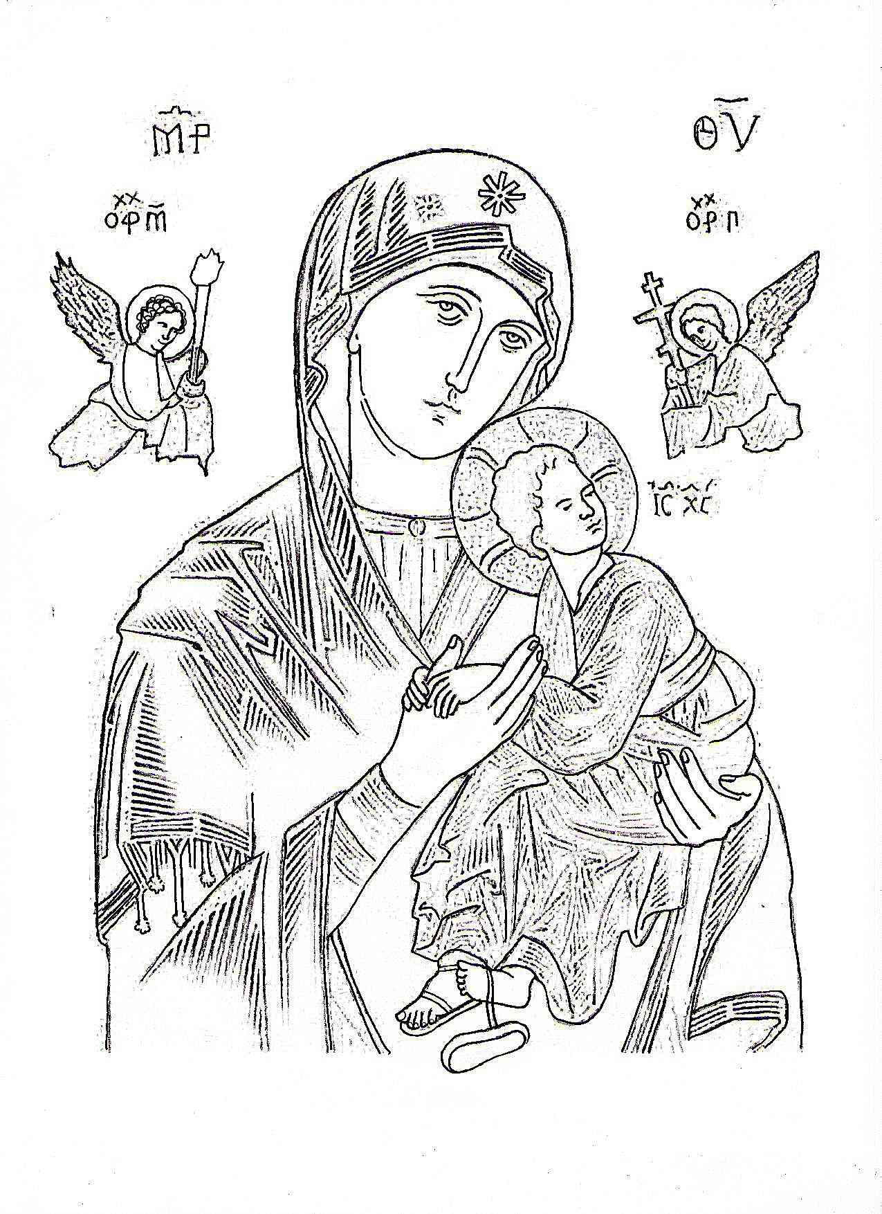 La Virgen María para colorear