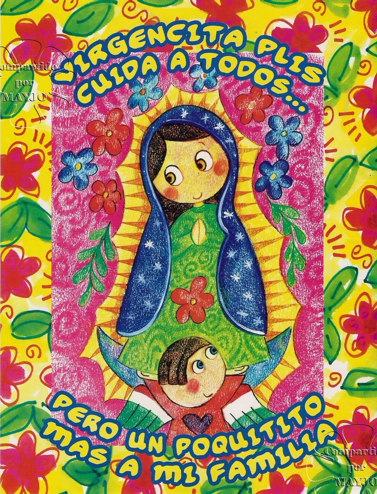 Manualidades mayjo: Hojas decoradas de la Virgencita Moderna