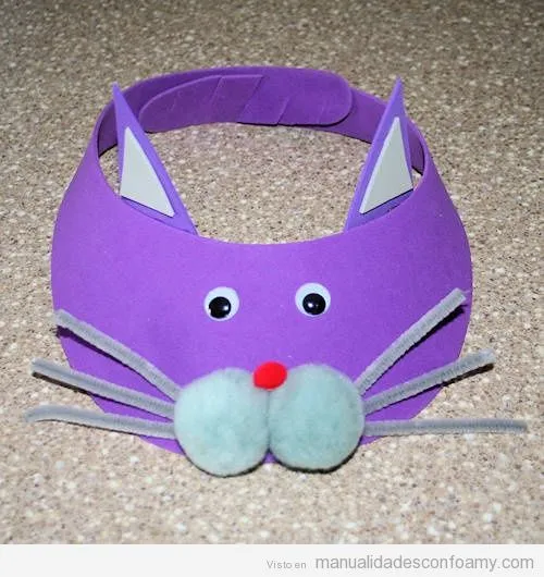 Visera de foamy con forma de gato • Manualidades con Foamy