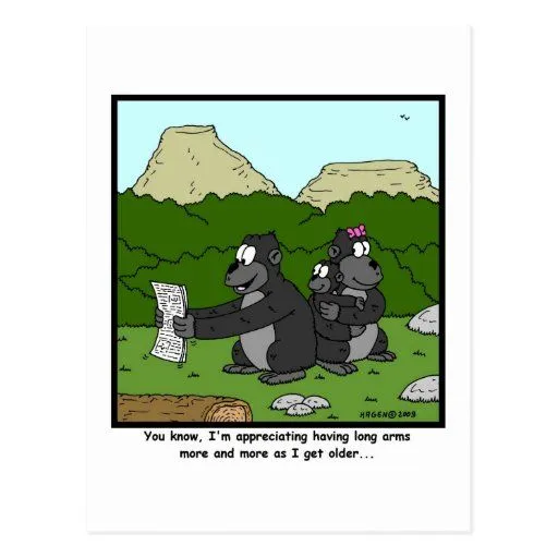 Vista de fall: Dibujo animado del gorila Tarjeta Postal de Zazzle.